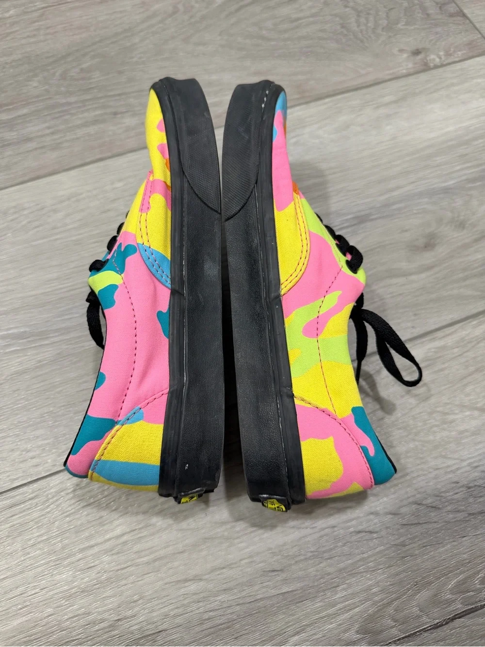 Women’s Vans Era Neon Camo and Black Sneakers Size 8